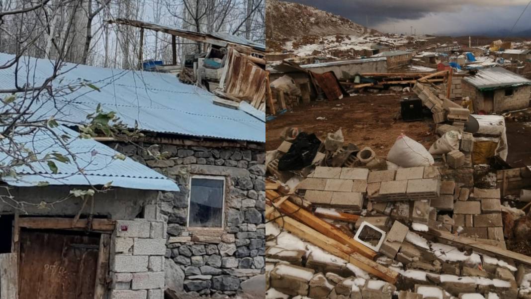 Çatılar uçtu, binalar hasar gördü... Şiddetli fırtına Kars'ı yerle bir etti 3